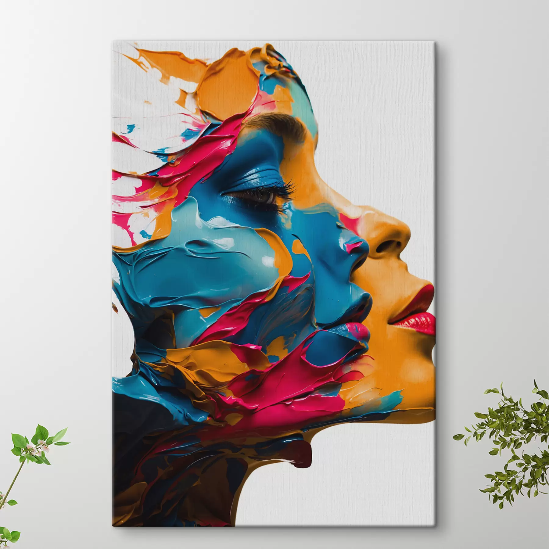 Papier peint photo Visage de femme avec des couleurs à l'huile s39591