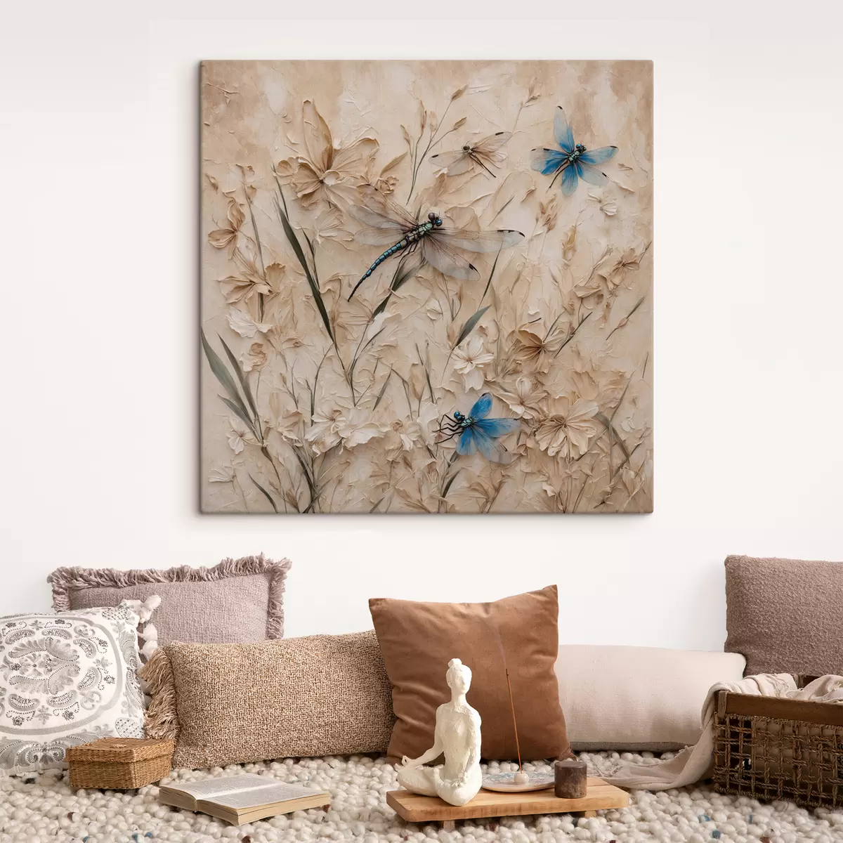  Peintures Libellules sur fond beige abstrait s39600