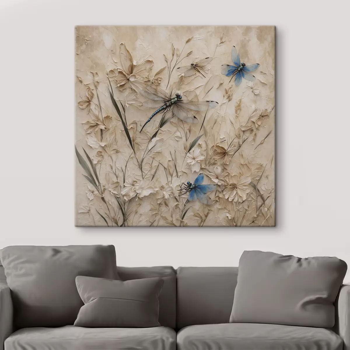  Peintures Libellules sur fond beige abstrait s39600