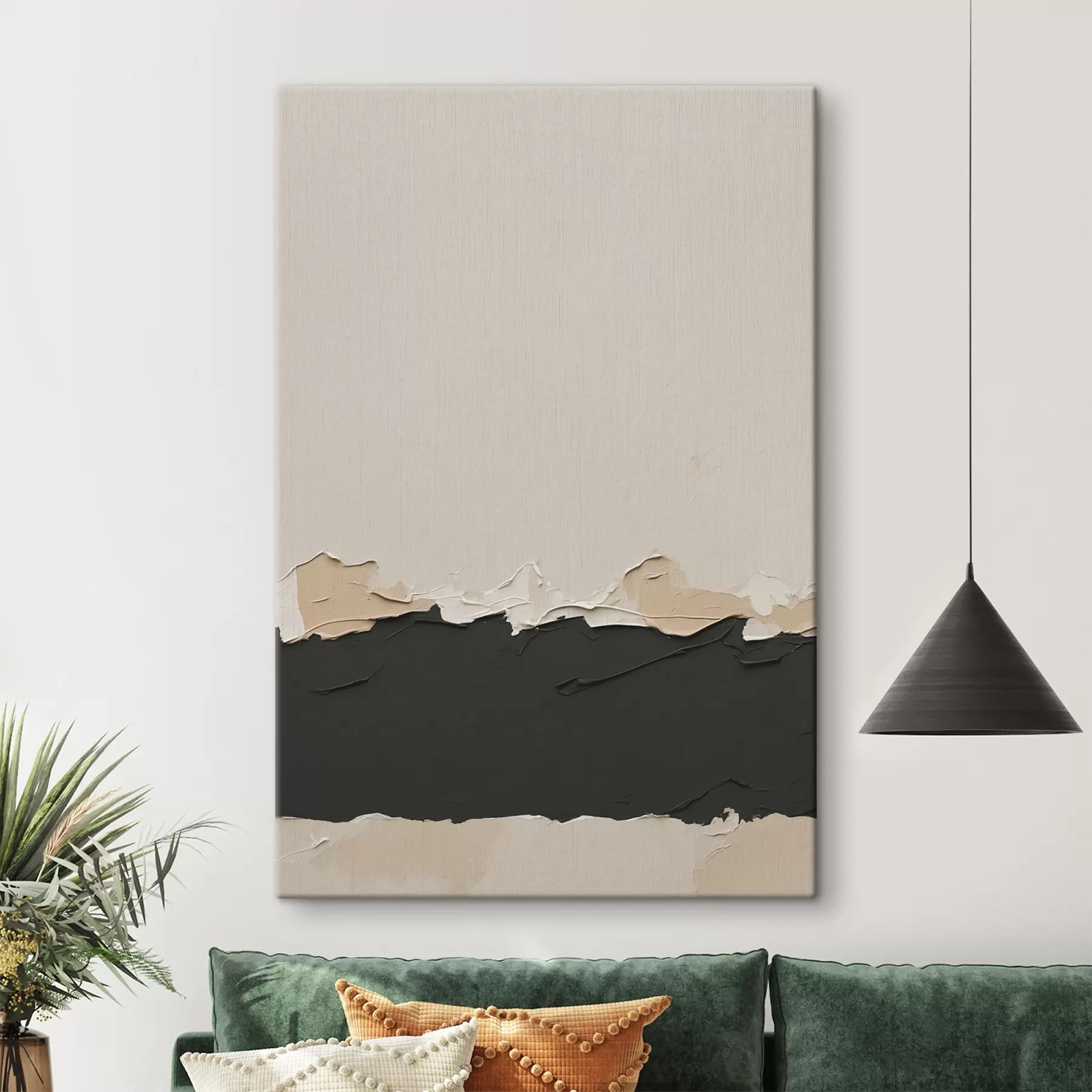 Fotobehang Abstract schilderij met witte en zwarte kleuren s39609