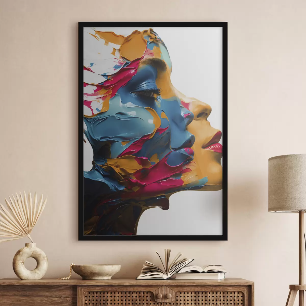 Affiche Visage de femme avec des couleurs à l'huile f39591