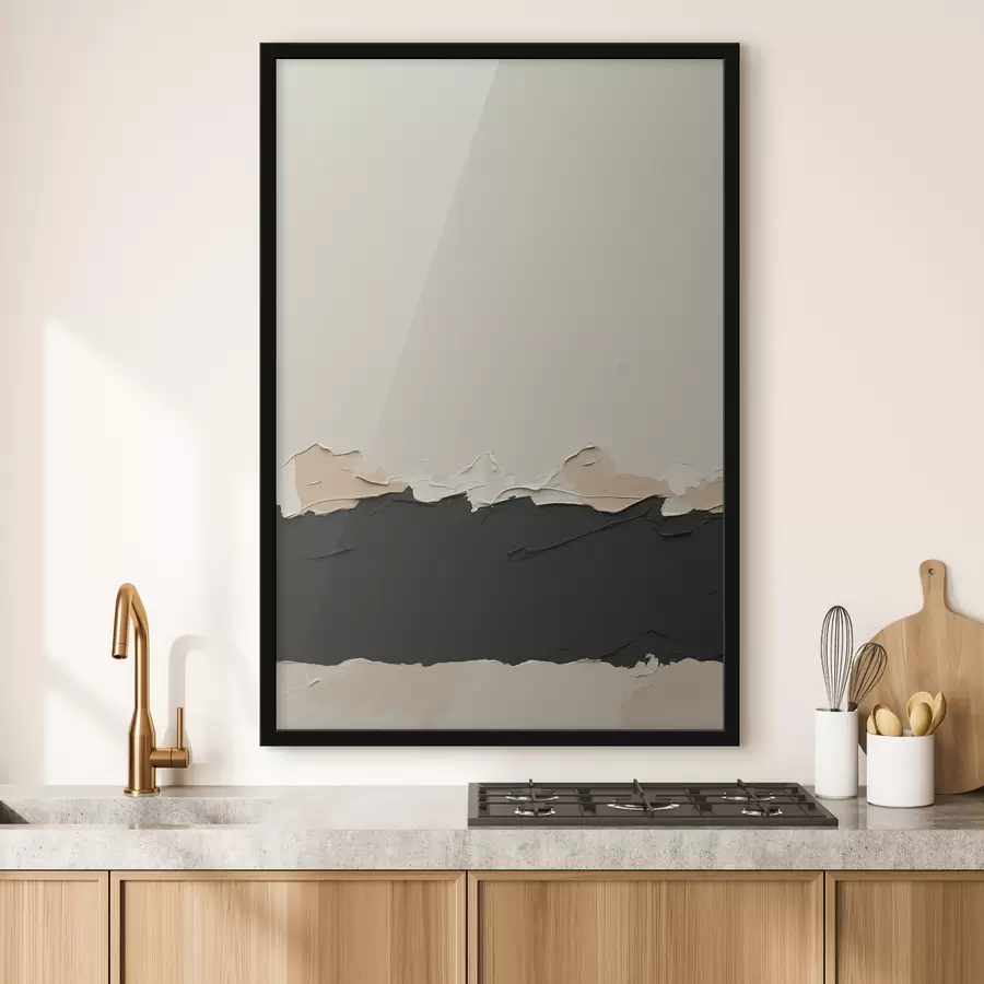 Fotobehang Abstract schilderij met witte en zwarte kleuren f39609