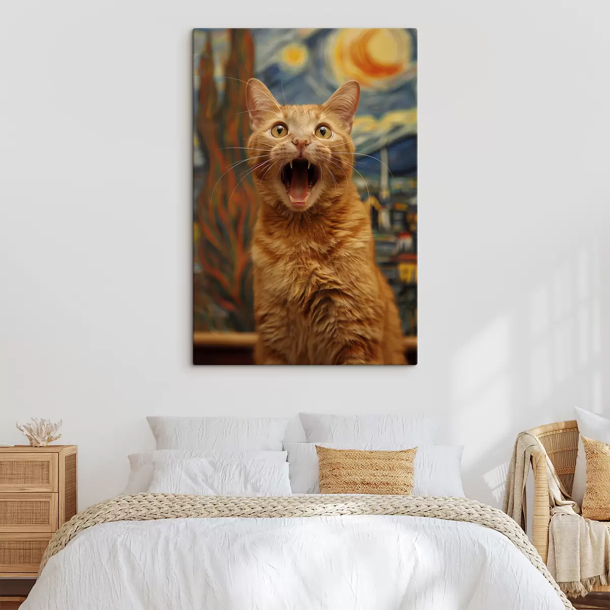  Schilderijen Van Gogh-stijl schilderij van 'De Schreeuw' met een kat s39724