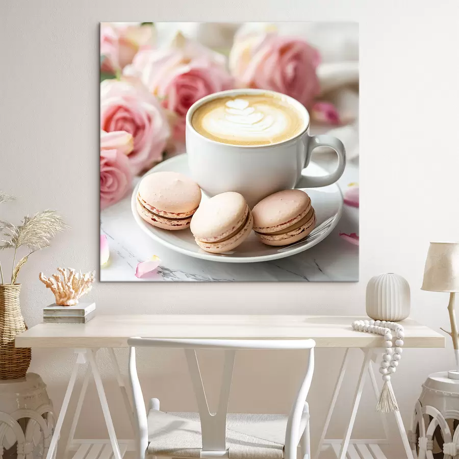  Peintures Tasse de café sur un fond floral délicat s39232
