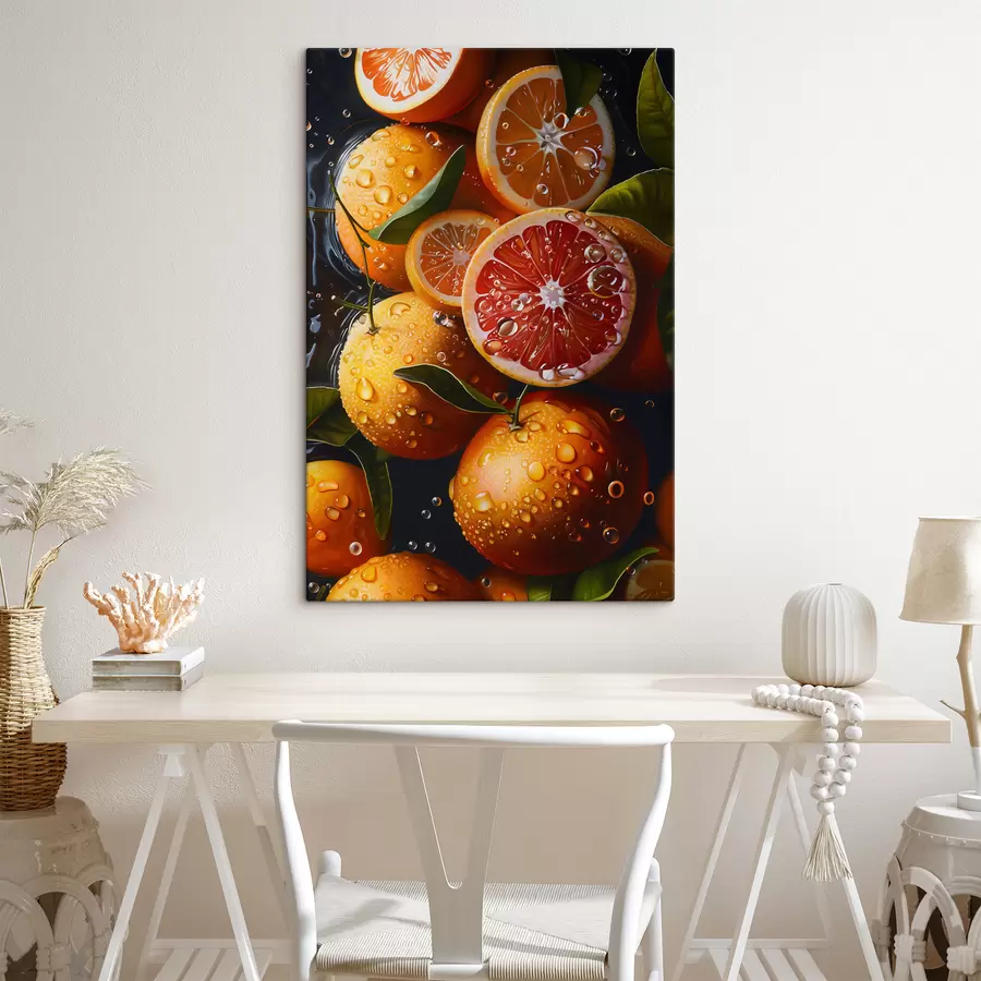  Peintures Oranges et pamplemousses sur fond sombre s39238
