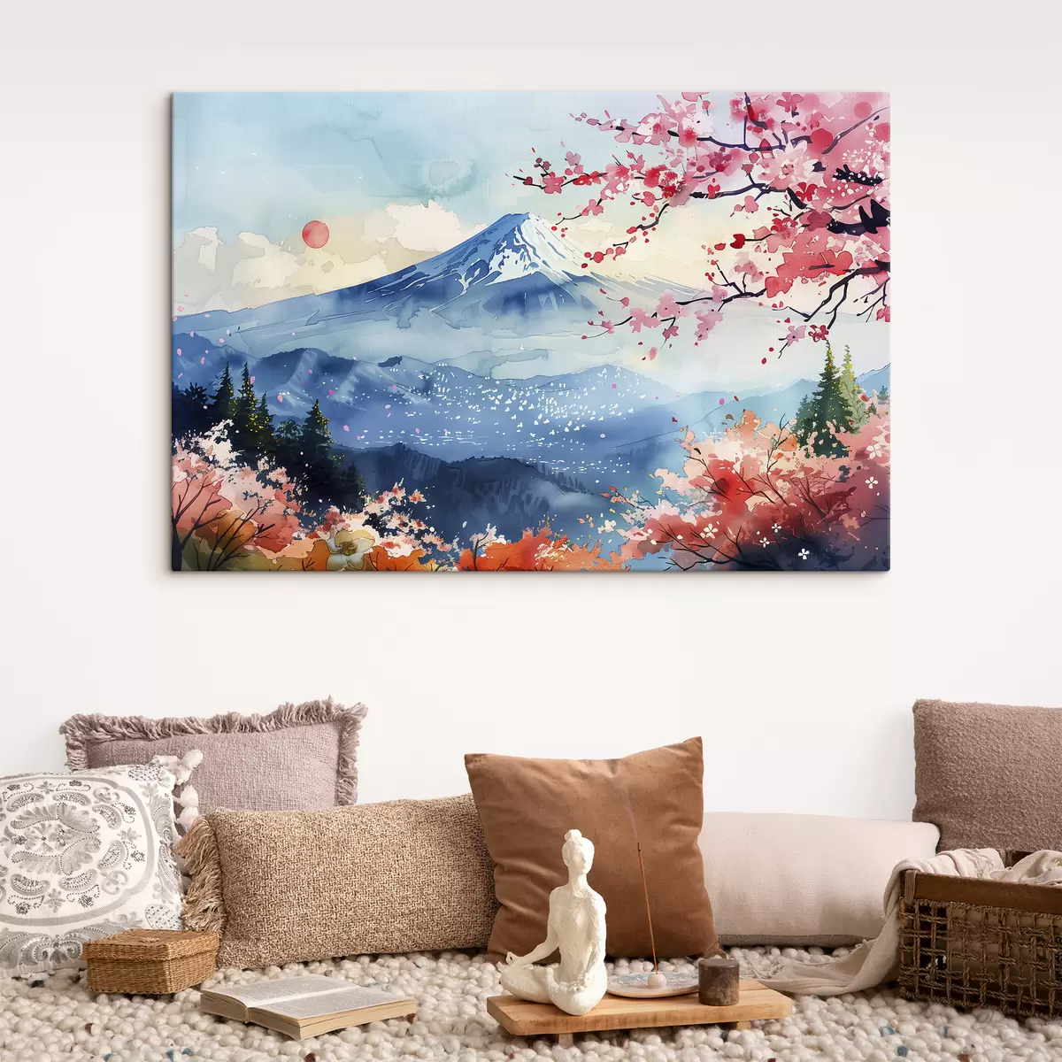  Schilderijen Berg Fuji-landschap, oosterse natuur, kersenbomen, zonsondergang s39775