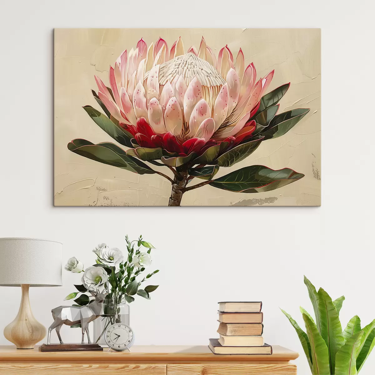  Peintures Fleur de Protea, dessin acrylique, floral, couleurs naturelles douces s39780