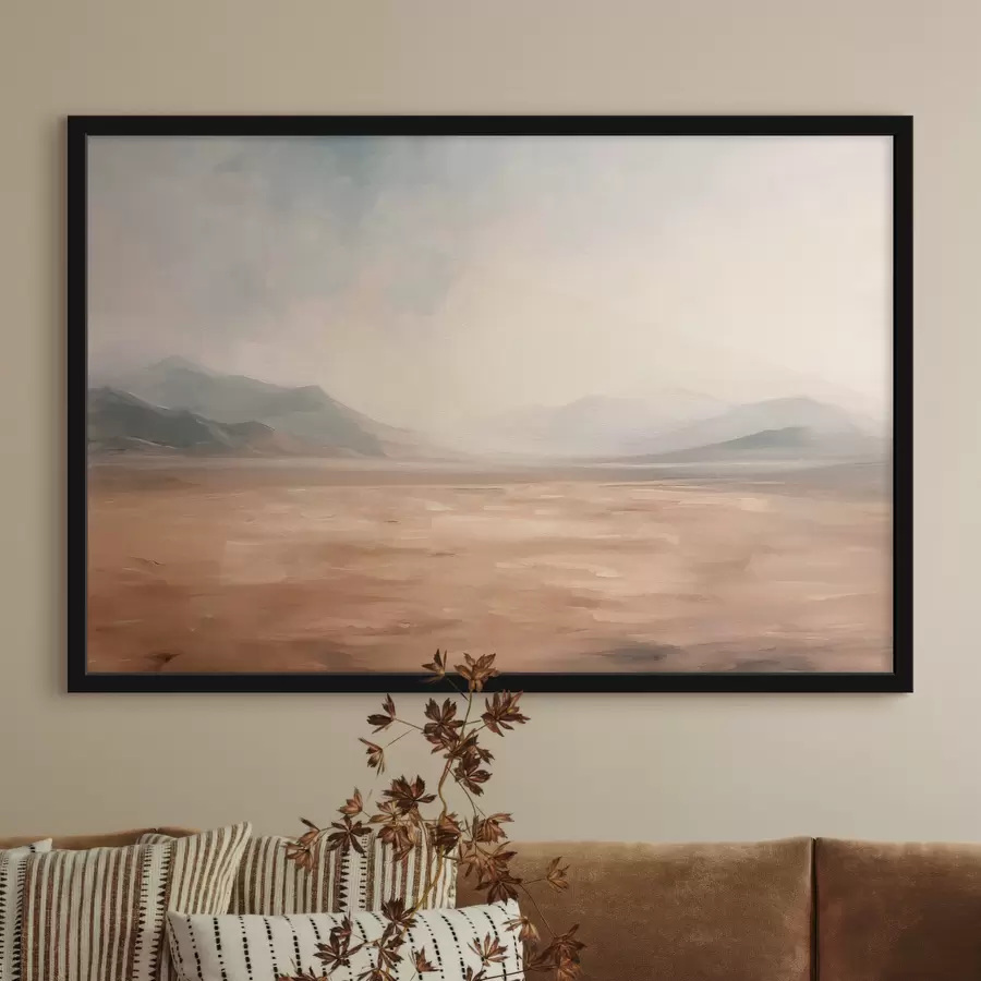 Fotobehang Woestijn met bergen op de achtergrond een rustig landschap f39835