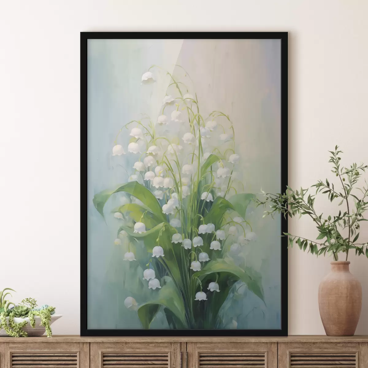 Affiche Peinture à l'huile de muguet blanc f39827