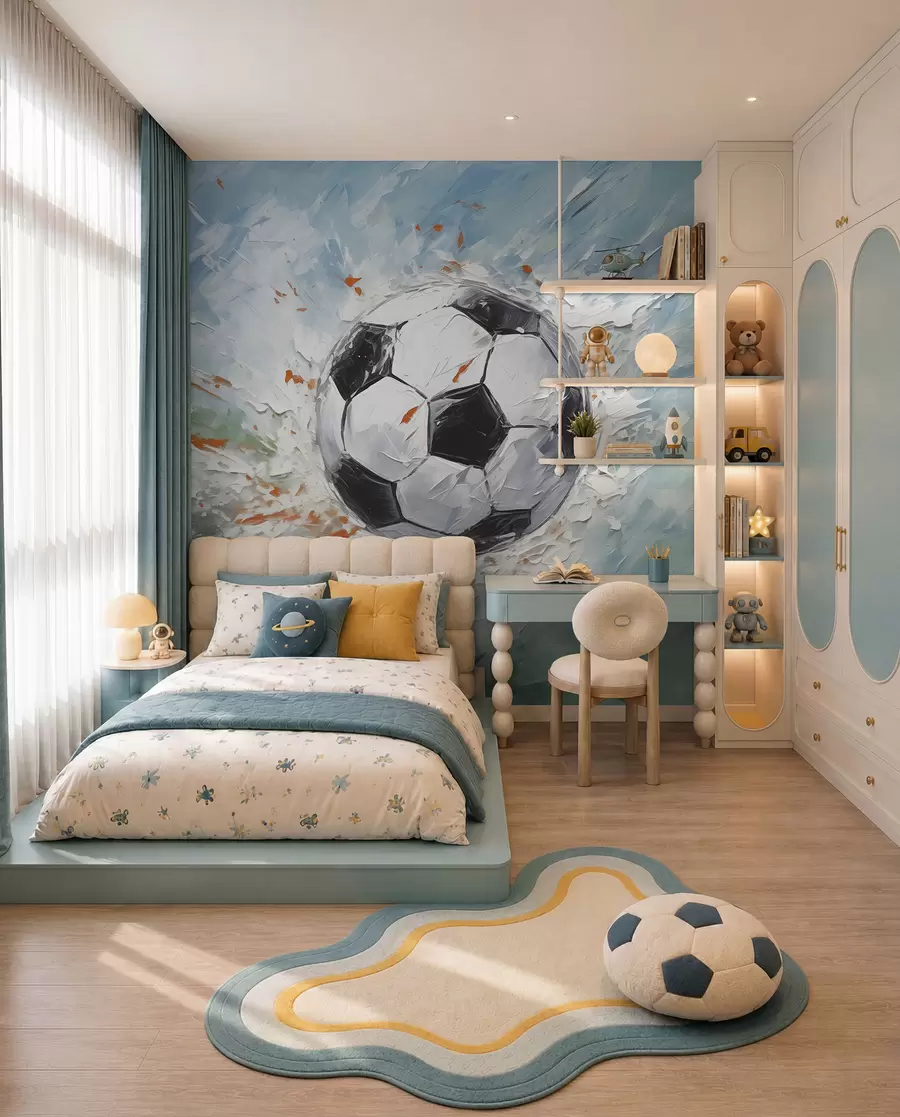 Fotobehang Voetbal in penseelstreken w08117