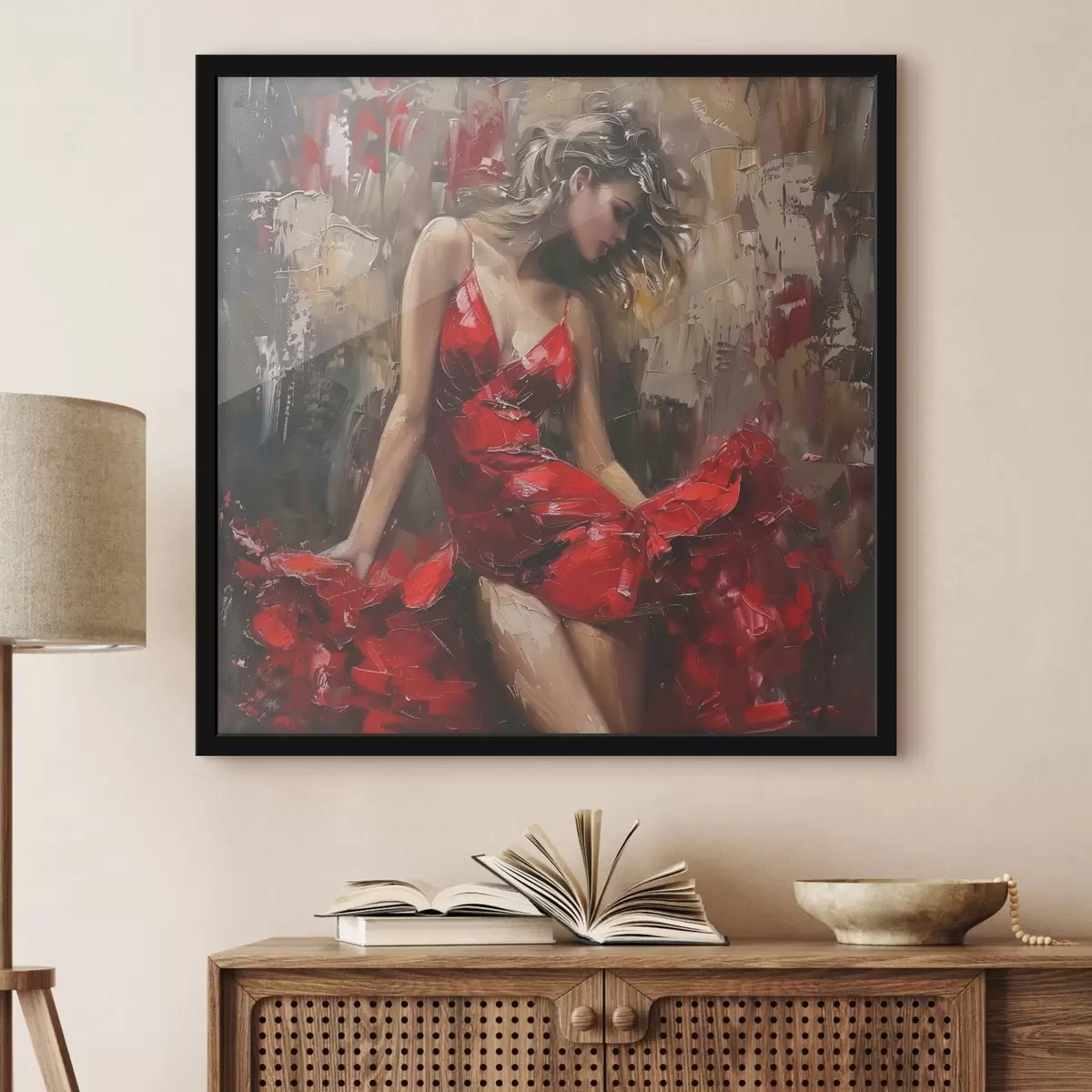 Affiche Fille en robe rouge f39874
