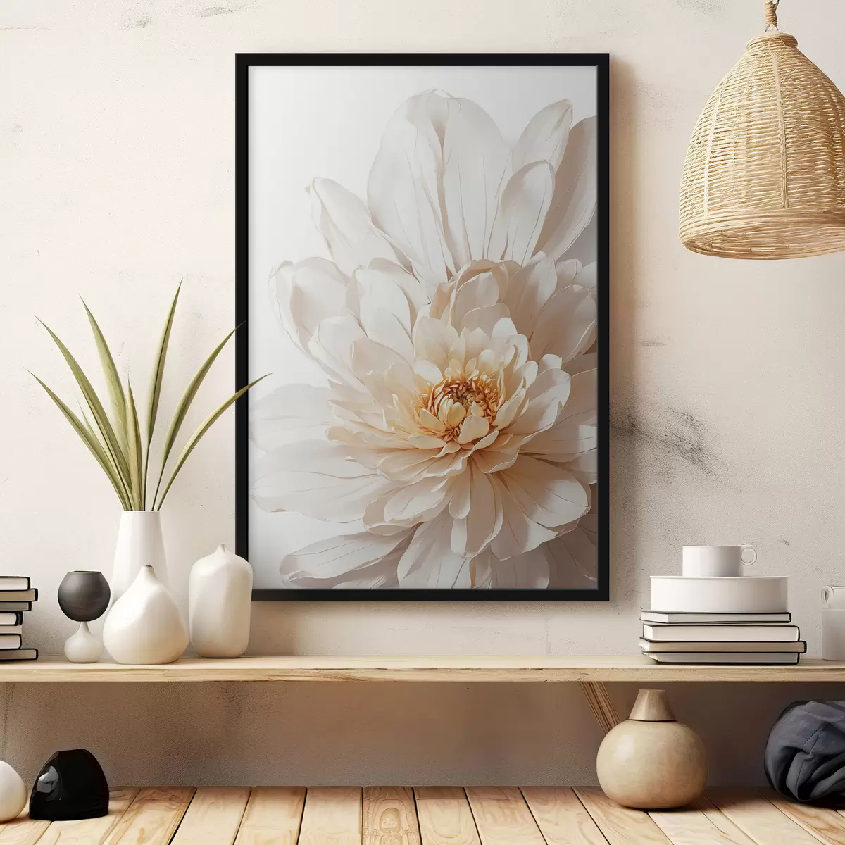 Affiche Gros plan d'une fleur blanche sur fond blanc f39857