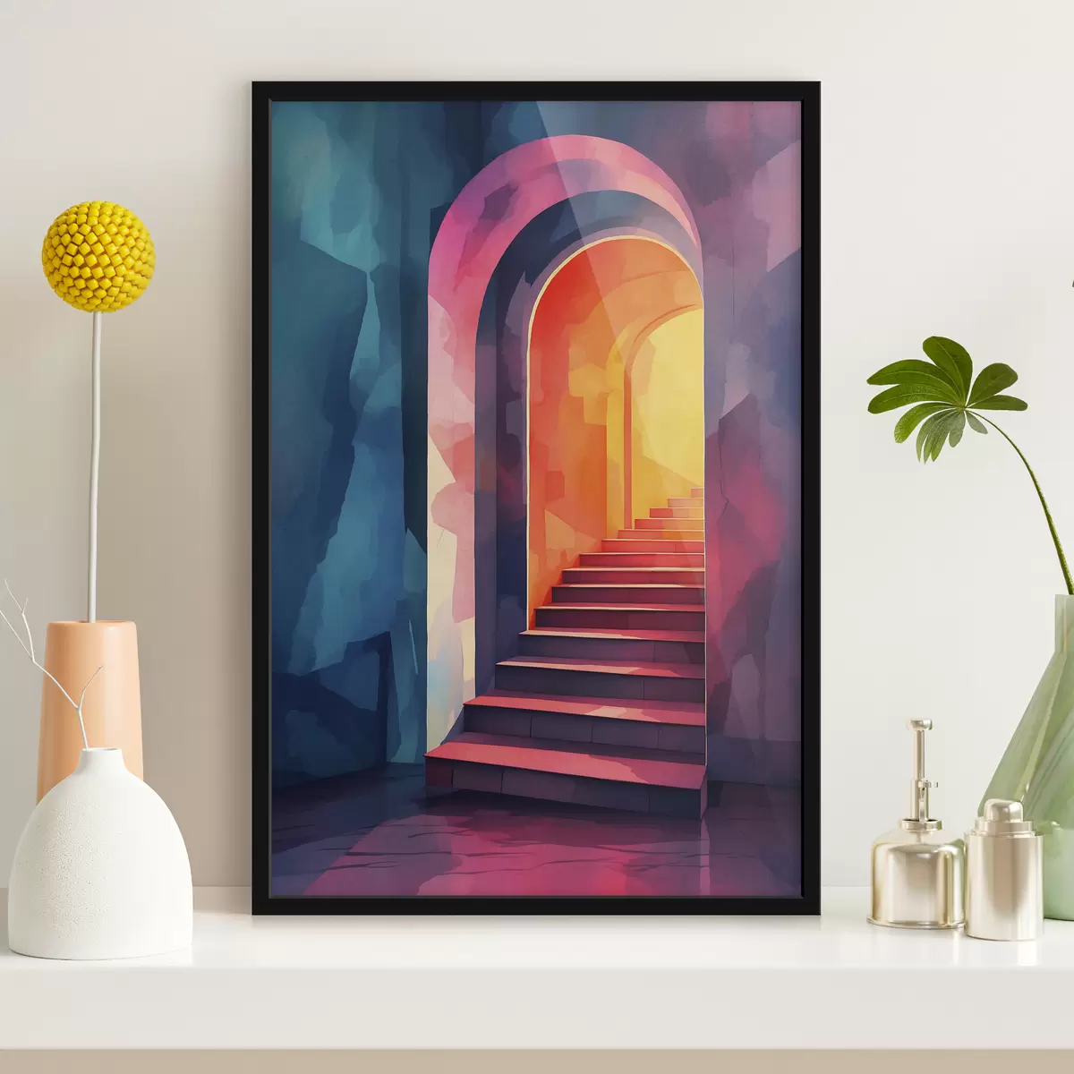 Poster Ingang op meerdere niveaus in aquarel f39863