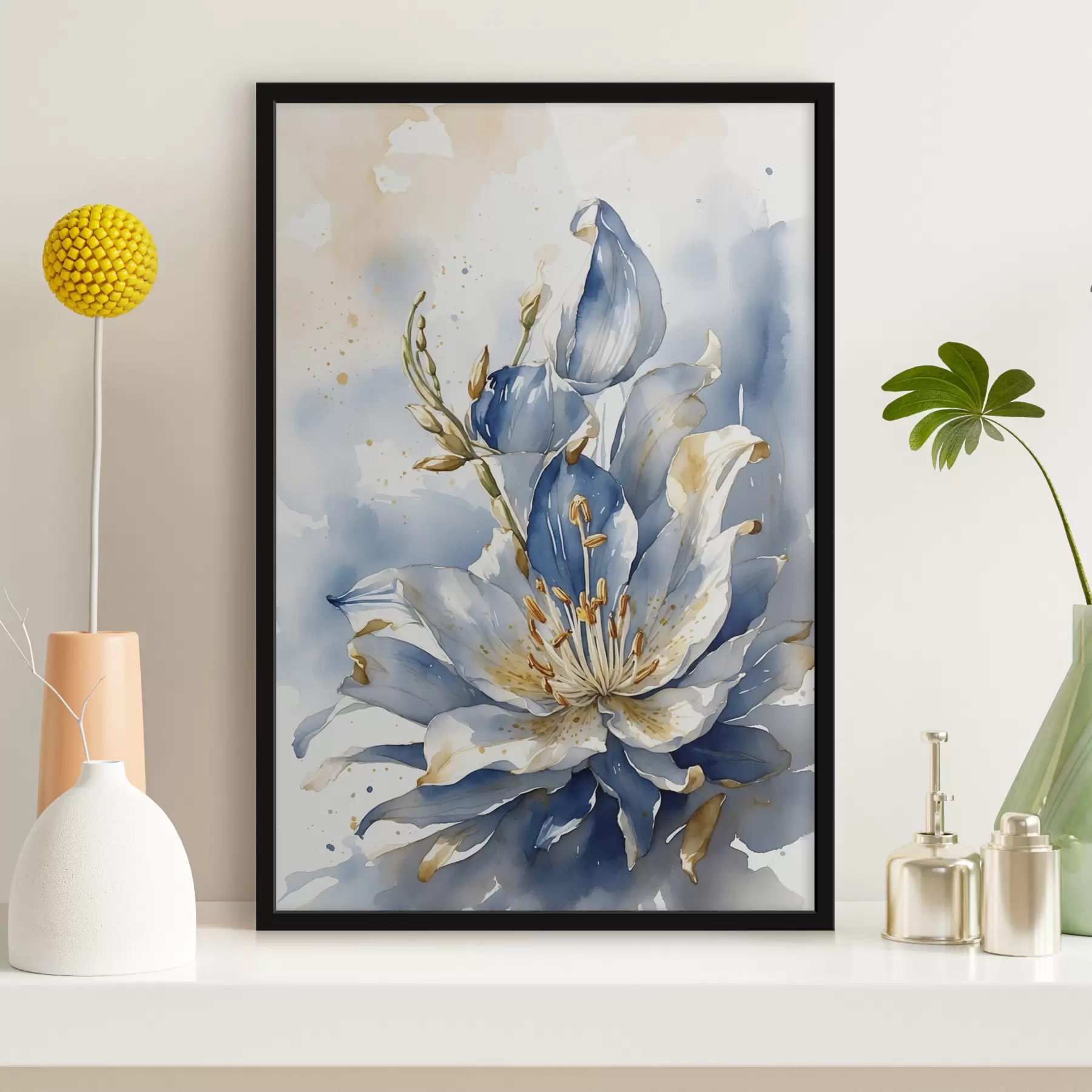  Peintures Lys bleu à l'aquarelle f39872