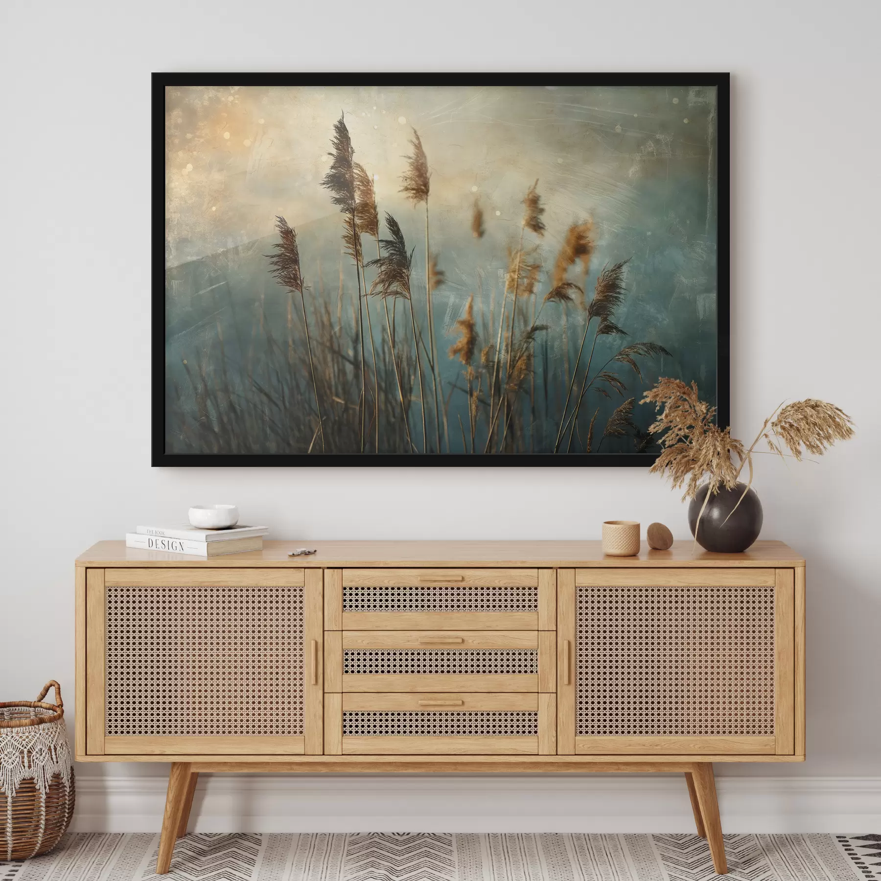 Fotobehang Riet, blauwe kleur, antiek f39946