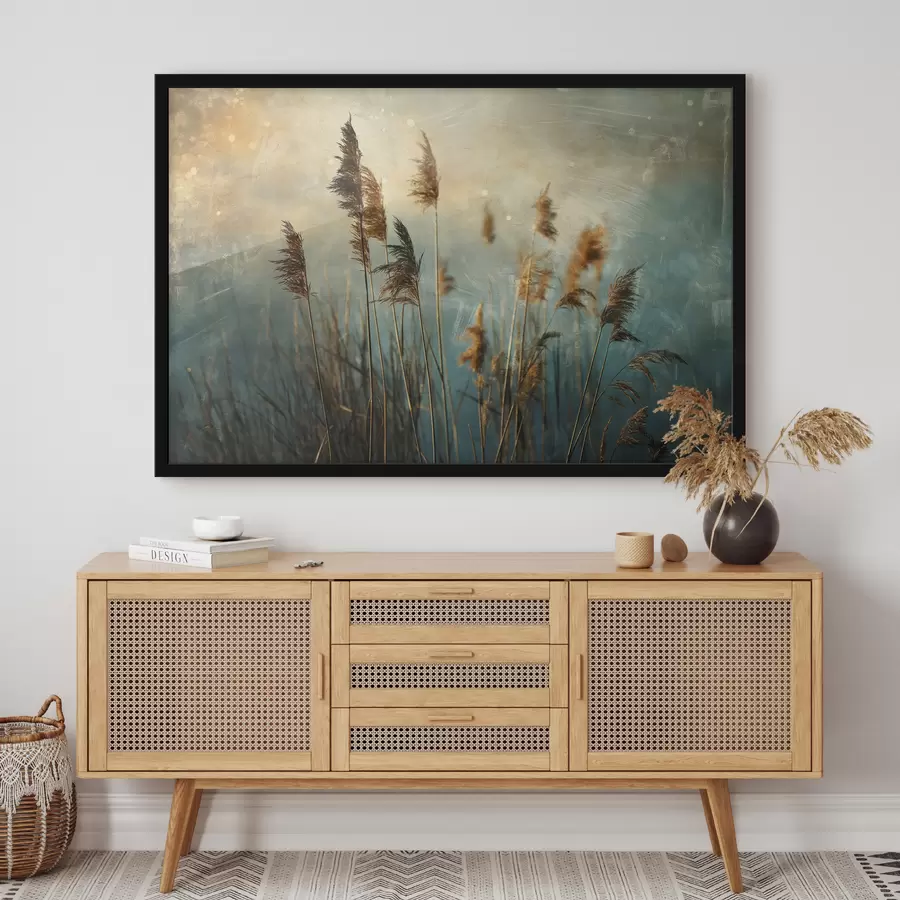 Papier peint photo Roseaux, couleur bleue, antique f39946