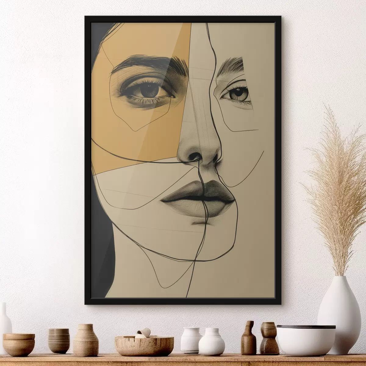 Poster Lijnen, potlood, abstractie, antiek, meisje f39963