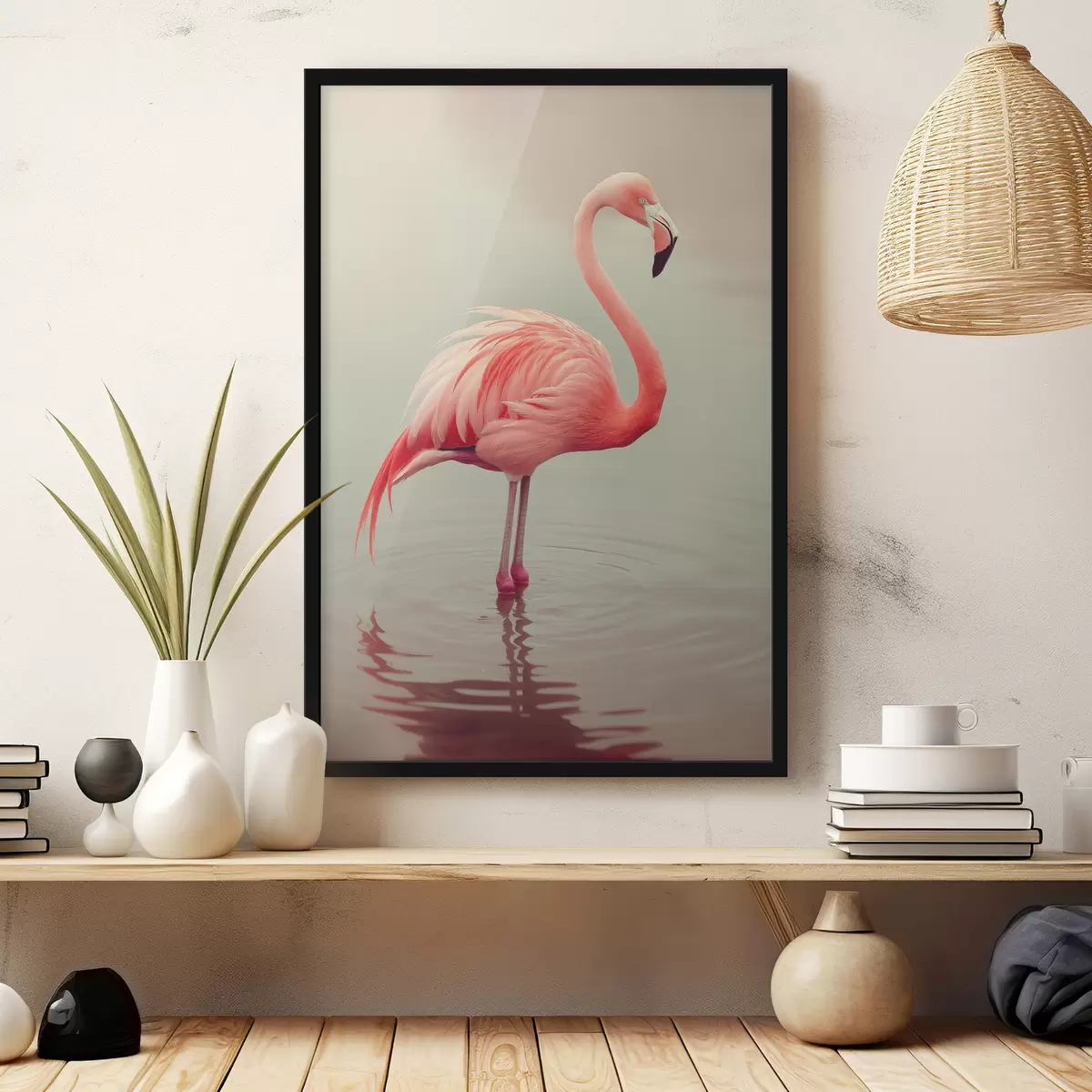 Poster Roze flamingo f39965