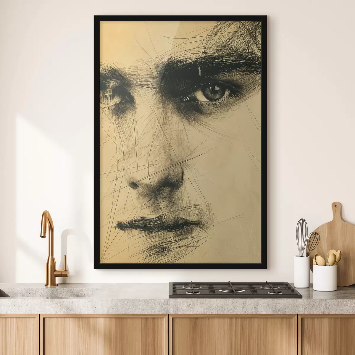 Poster Abstractie, ogen, man, gezicht f39968