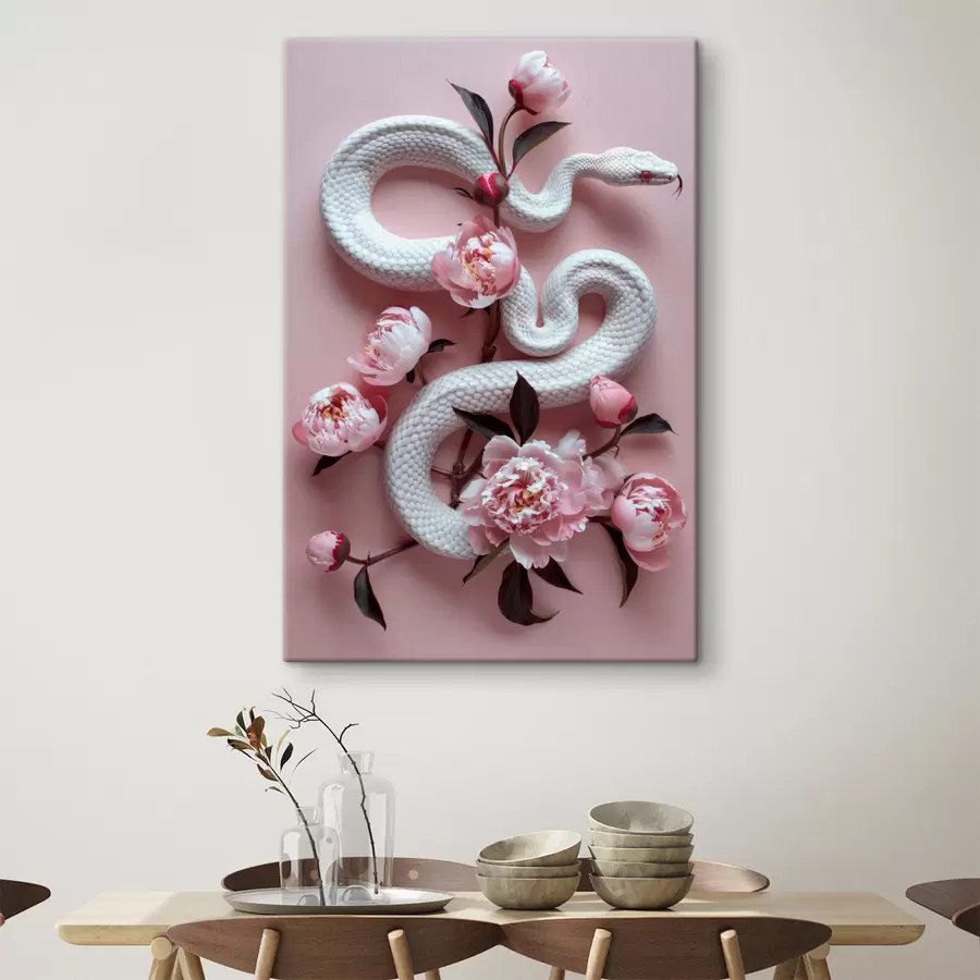  Peintures Pivoines et serpent blanc s39942