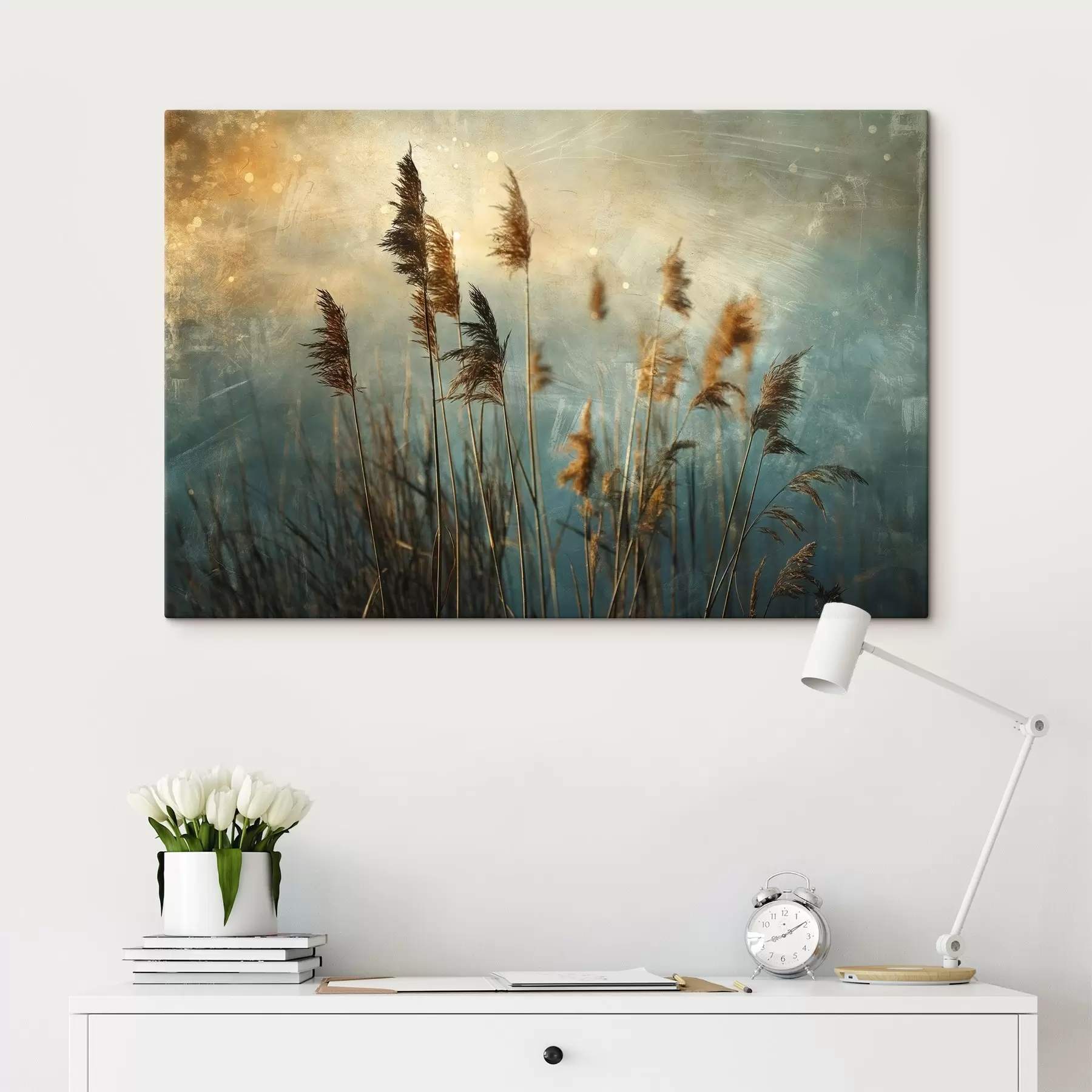 Fotobehang Riet, blauwe kleur, antiek s39946