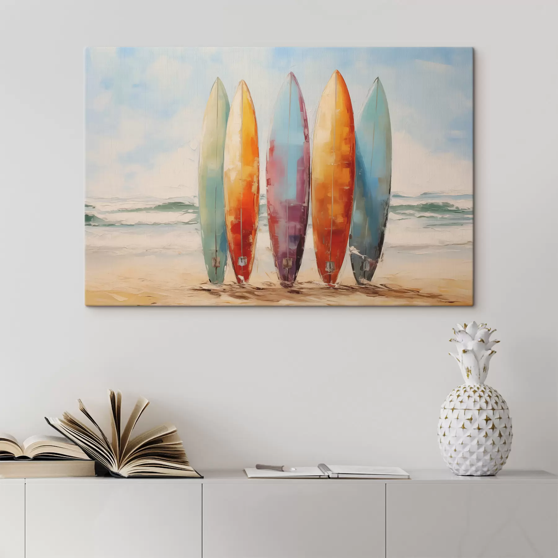 Papier peint photo Peinture de planches de surf sur la plage s39938