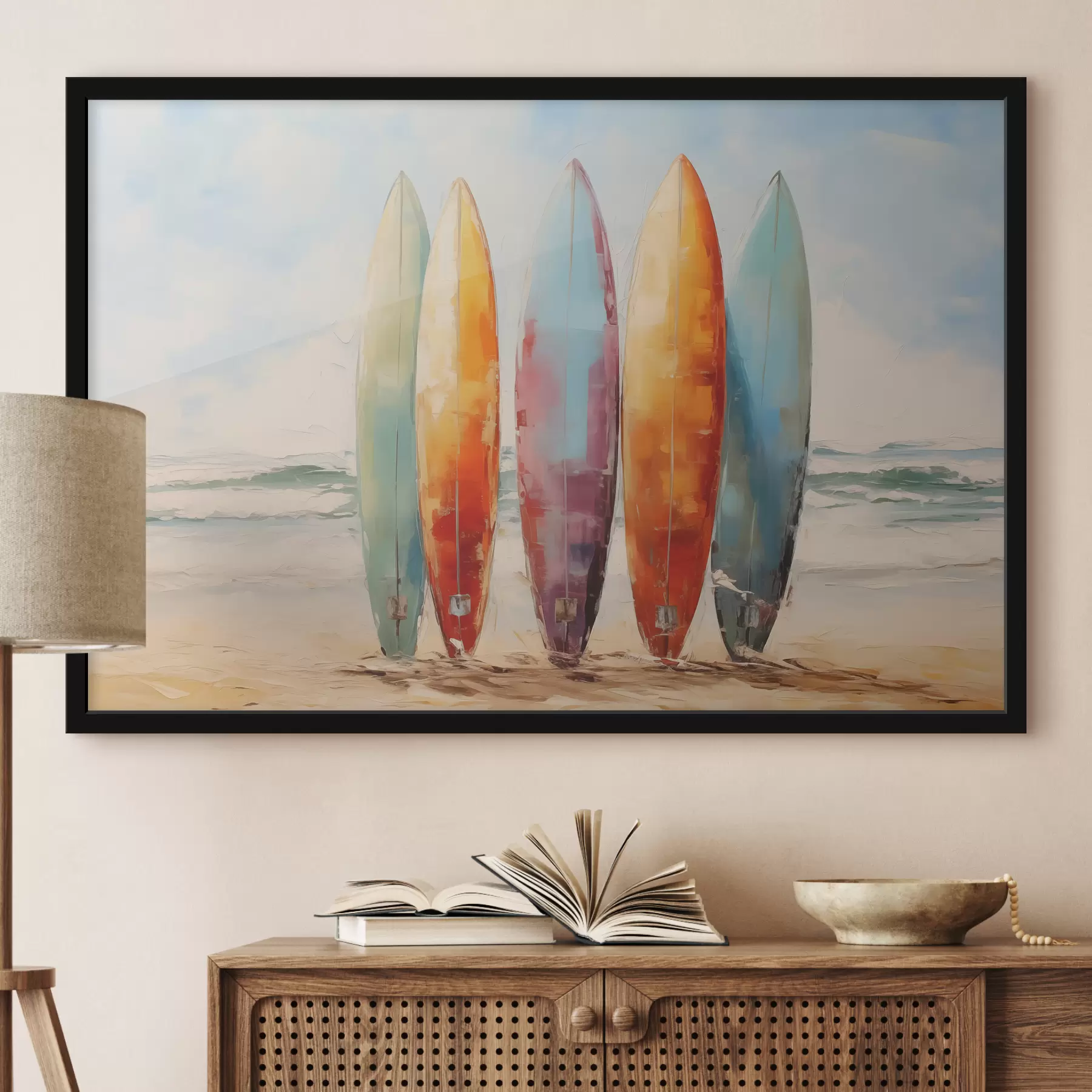 Papier peint photo Peinture de planches de surf sur la plage f39938
