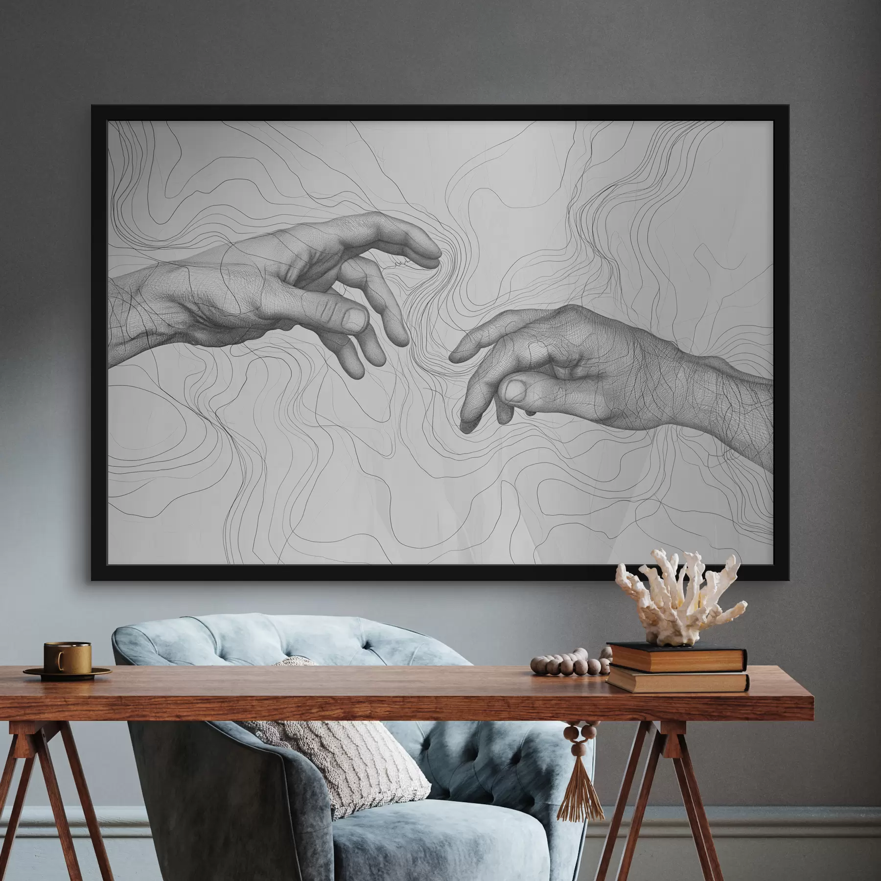  Schilderijen Handen, abstractie, lijntekening f39999