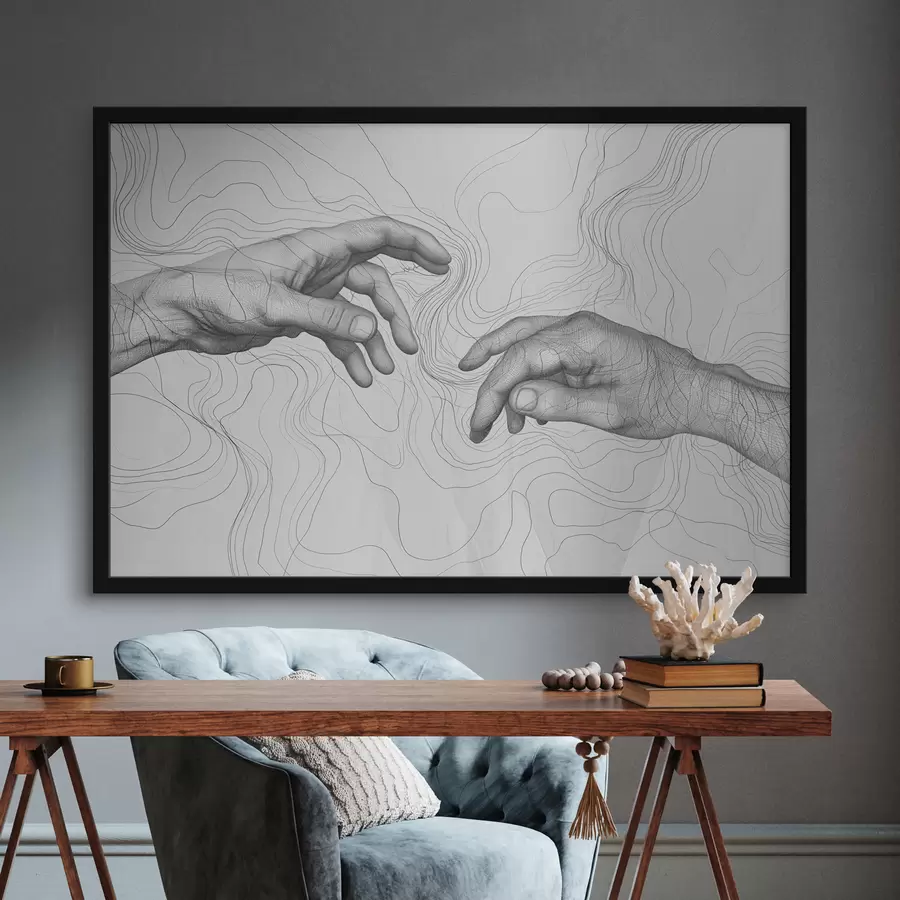 Fotobehang Handen, abstractie, lijntekening f39999