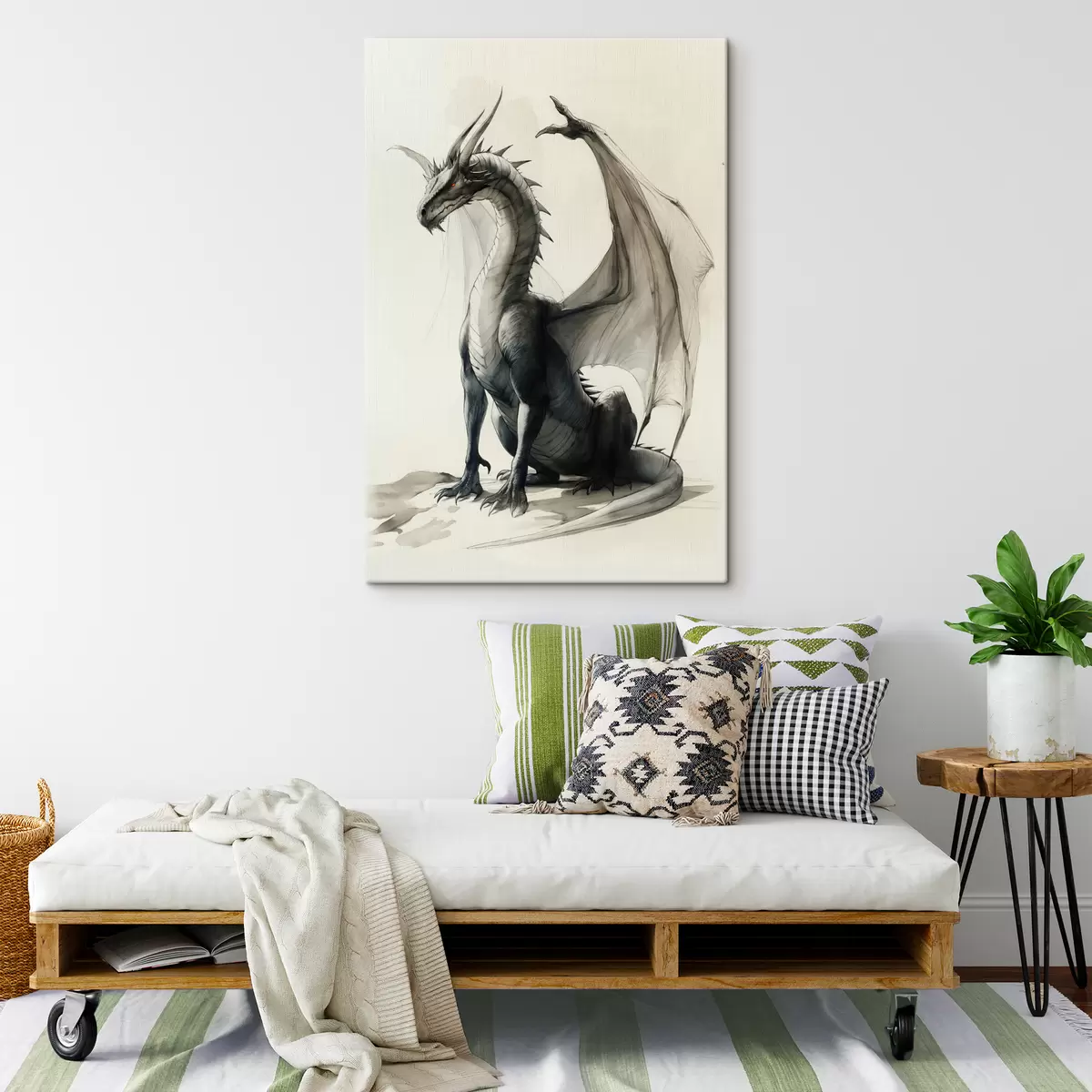  Schilderijen Draak,verf,waterverf,beige s40003