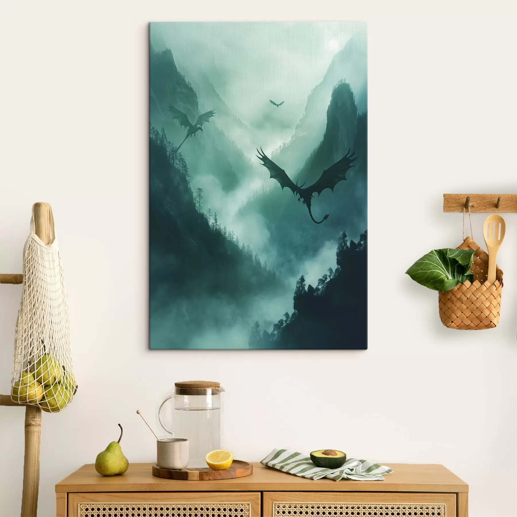 Fotobehang Twee draken, groen s40011