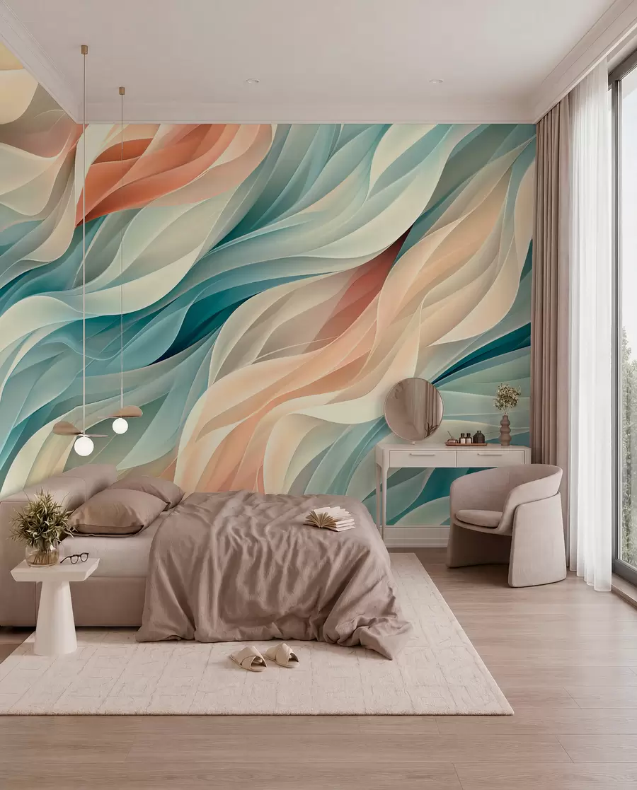 Papier peint photo Design abstrait fascinant avec des vagues pastel douces w01335