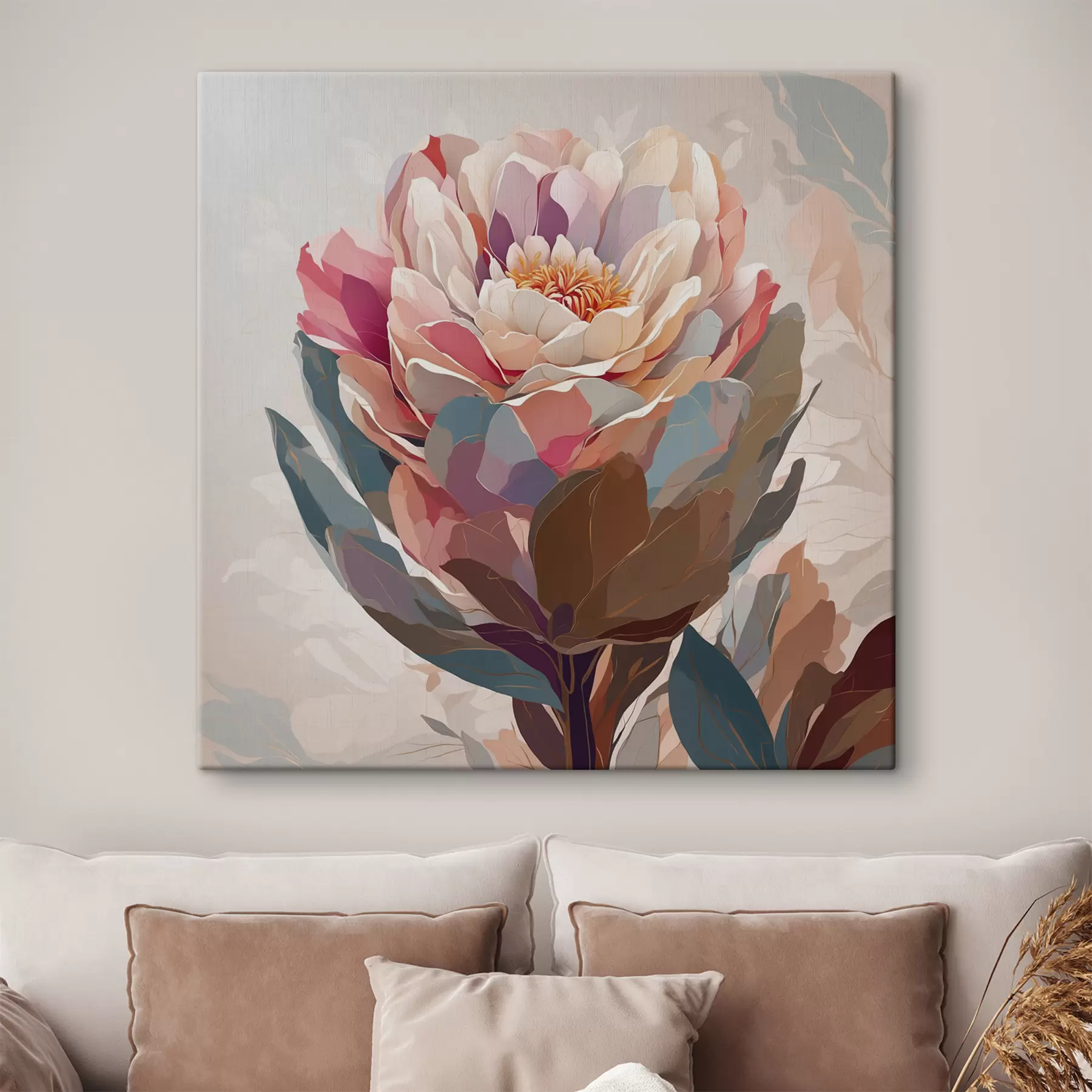  Schilderijen Bloem met veelkleurige bloemblaadjes s40060