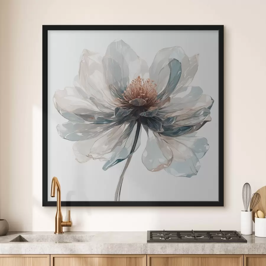 Papier peint photo Fleur bleue transparente sur fond blanc f40067