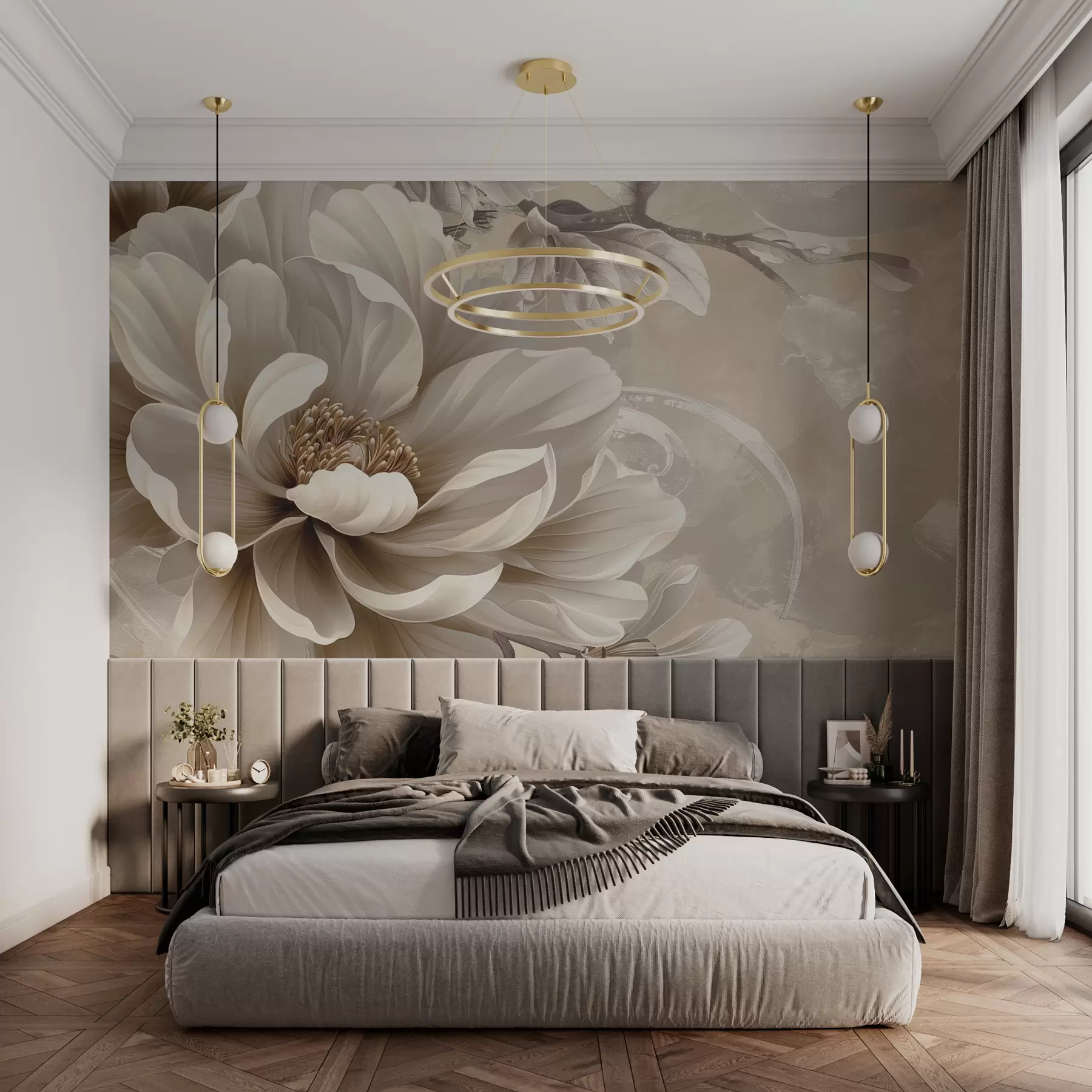 Papier peint photo Grande fleur de mûre sur le mur grunge w08181v2