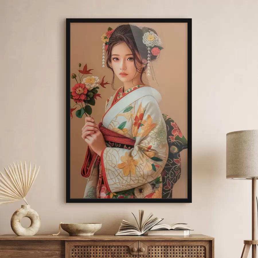 Papier peint photo Femme japonaise dans un beau kimono f40108