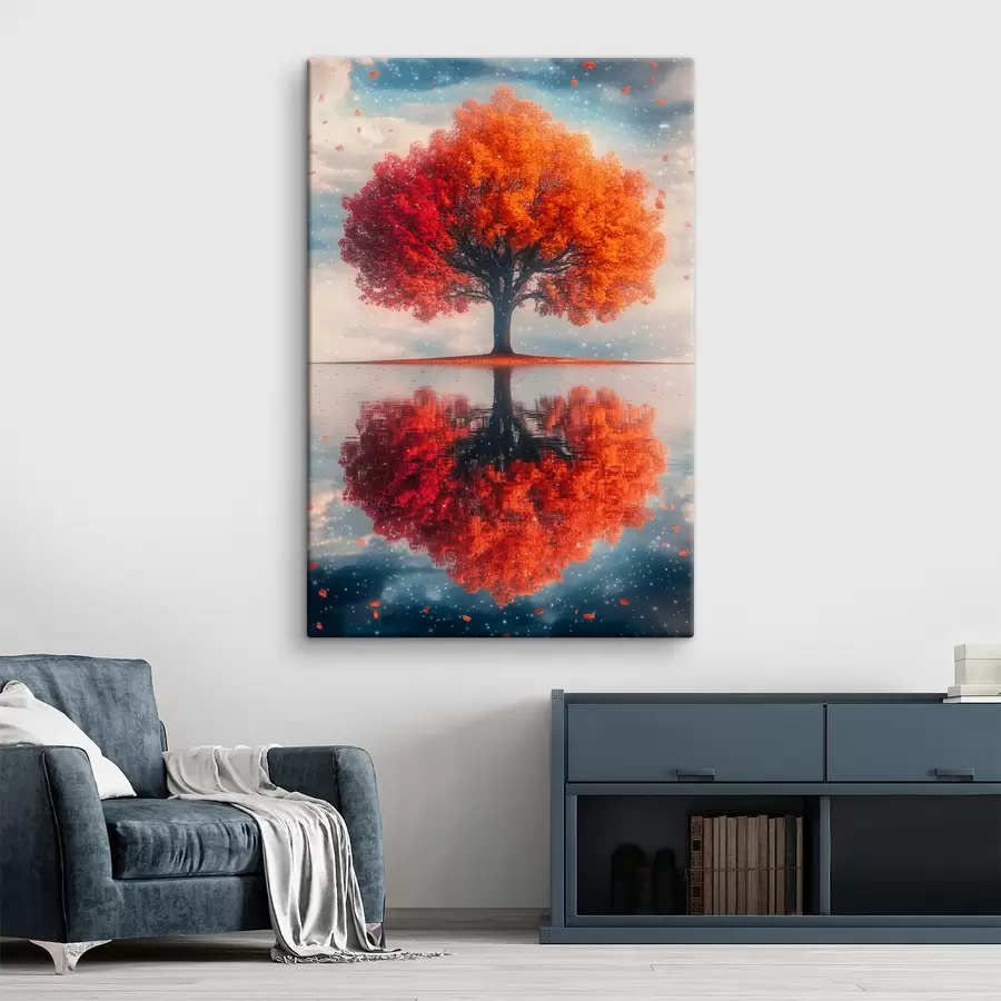  Peintures Arbre avec reflet dans l'eau s40126