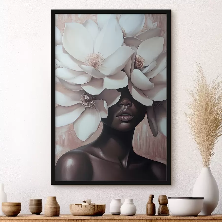 Fotobehang Een vrouw met bloemen op haar hoofd f39899