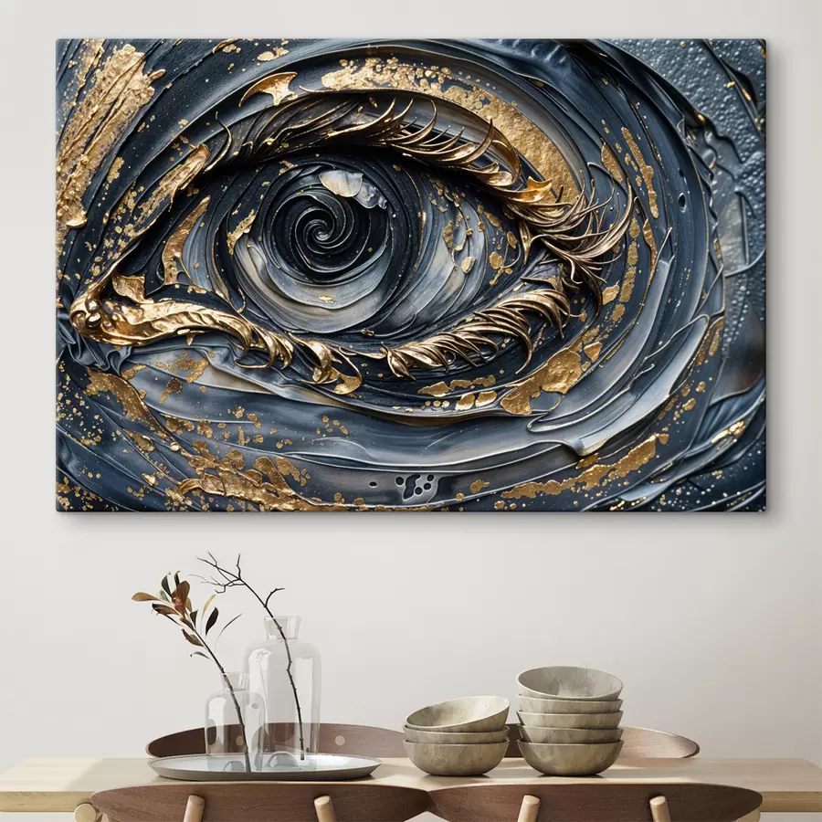  Peintures Gros plan d'art abstrait de l'œil, présentant des motifs et des textures tourbillonnantes complexes s40175