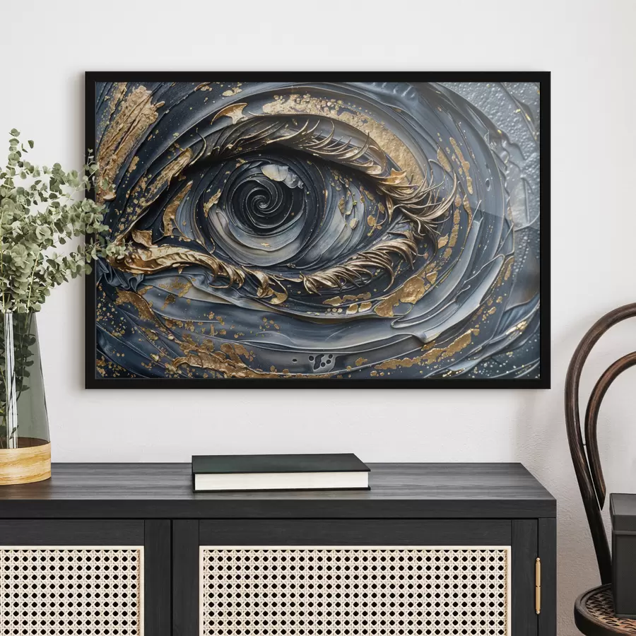 Fotobehang Abstracte kunst close-up van het oog, met ingewikkelde wervelende patronen en texturen f40175