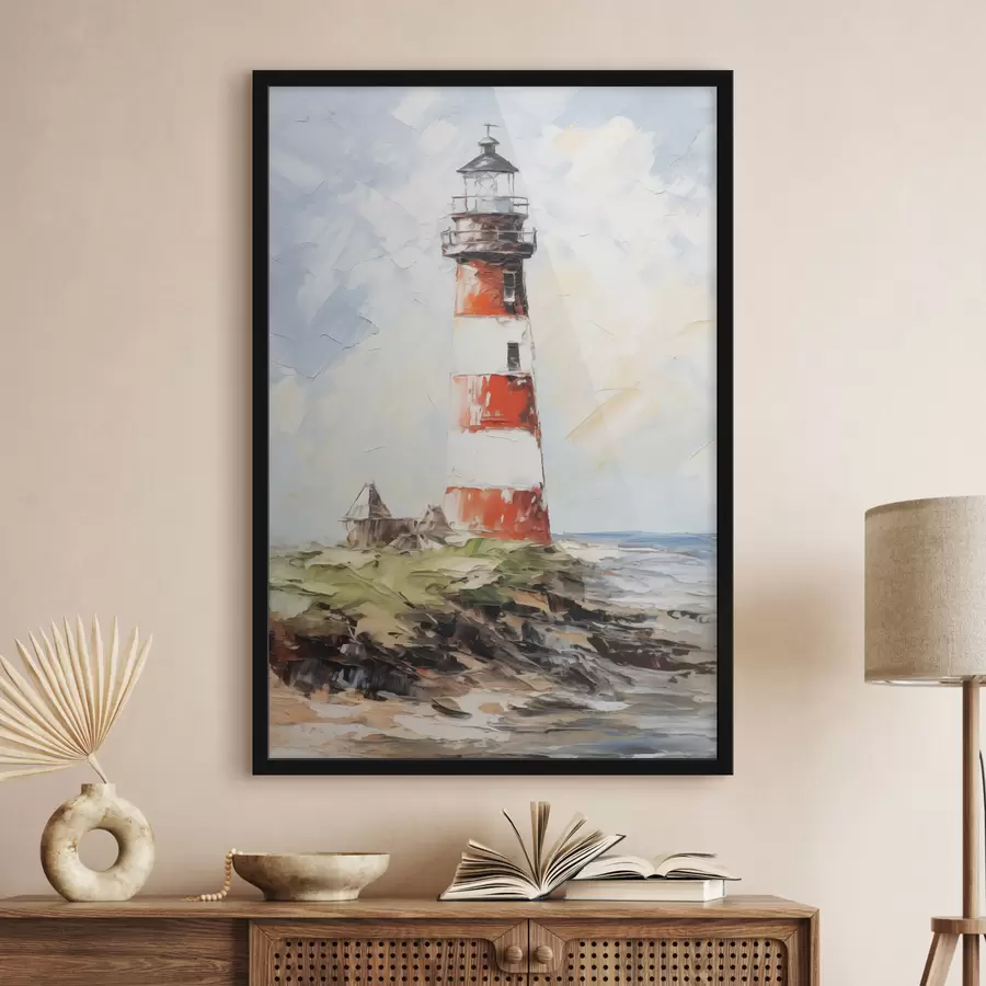 Papier peint photo Peinture du phare sur l'île f40223