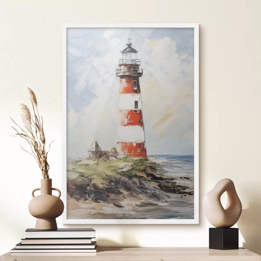 Fotobehang Vuurtoren op het eiland schilderij f40223