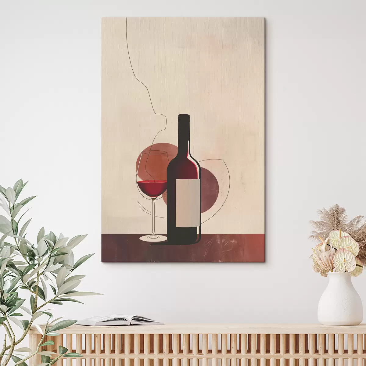  Schilderijen Fles wijn en glas met wijn s40191