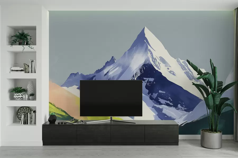 Fotobehang Berglandschap met penseelstreken w01394