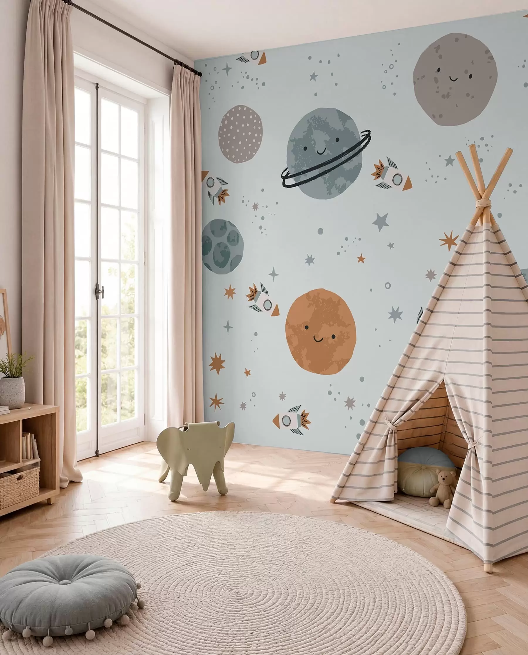Fotobehang Planeten met een glimlach w01417