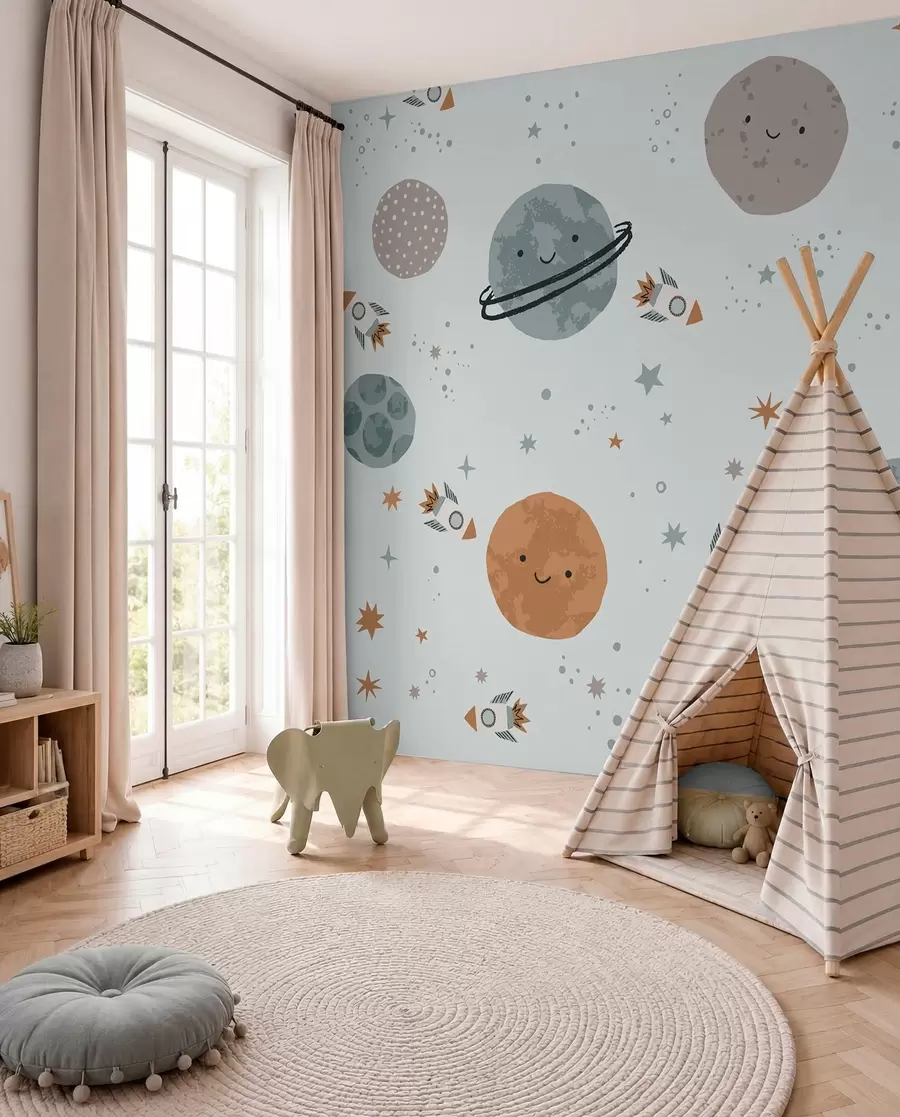 Fotobehang Planeten met een glimlach w01417