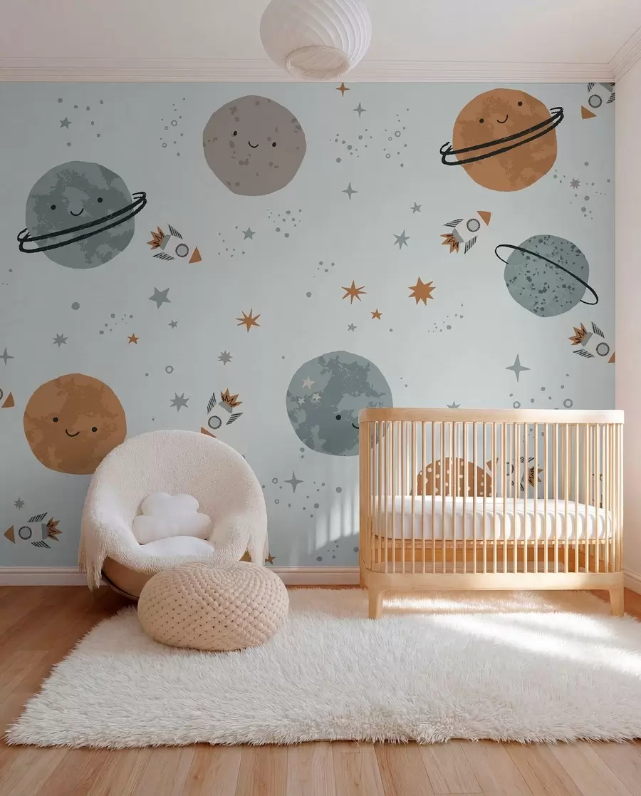 Fotobehang Planeten met een glimlach w01417