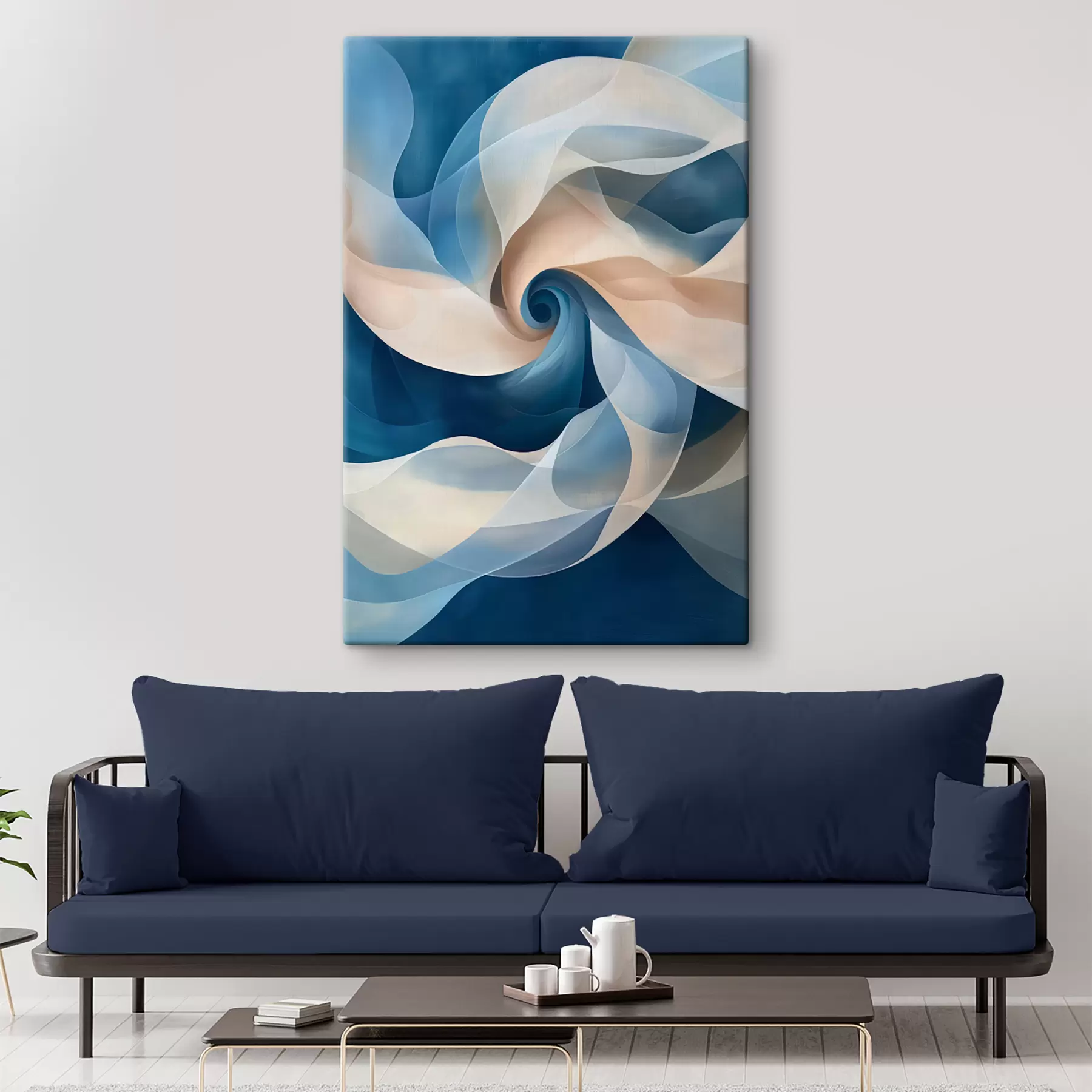  Peintures vortex abstrait beige-bleu s40249