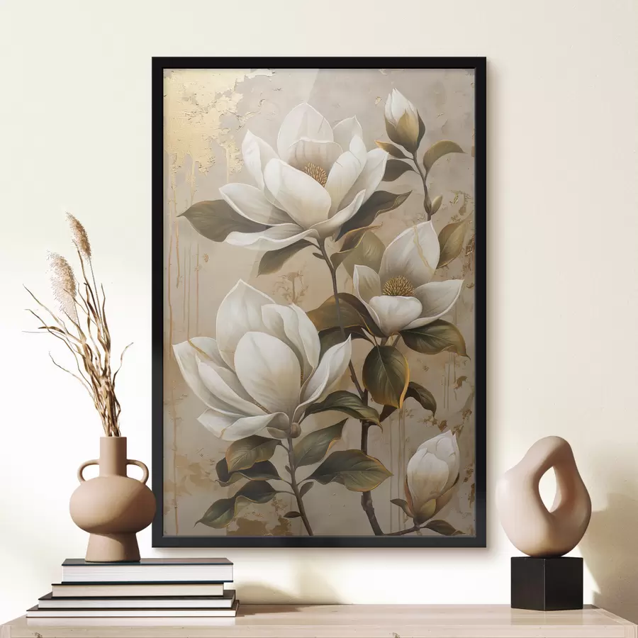 Papier peint photo grandes fleurs de magnolia f40236