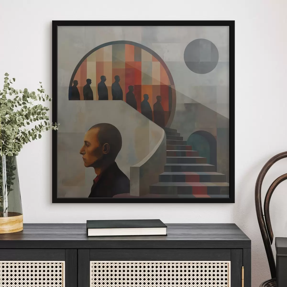 Affiche illustration d'un escalier moderne f40238